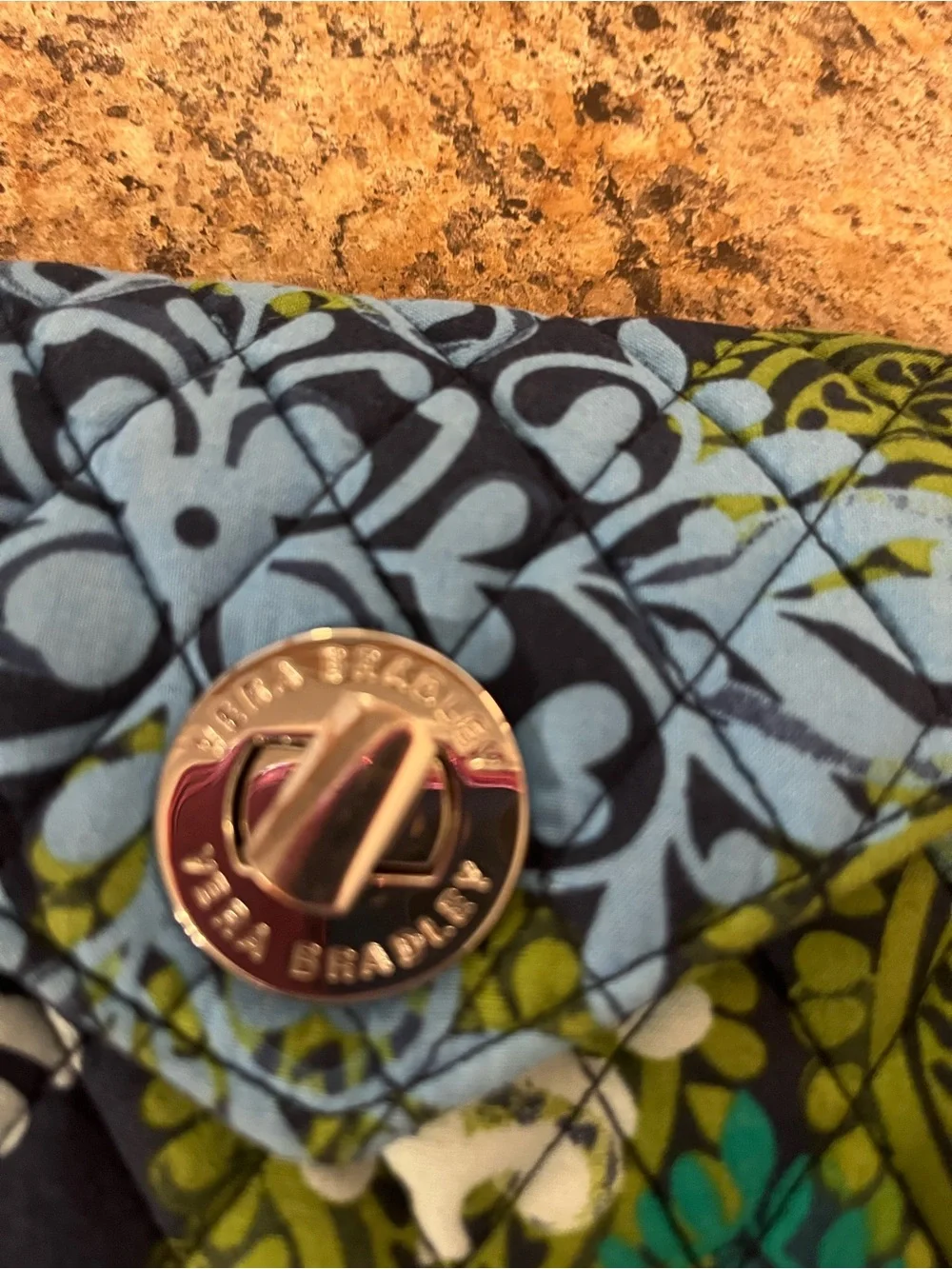 Vera Bradley Quilted Wristlet‎ in Blue, Green & Teal Floral Print